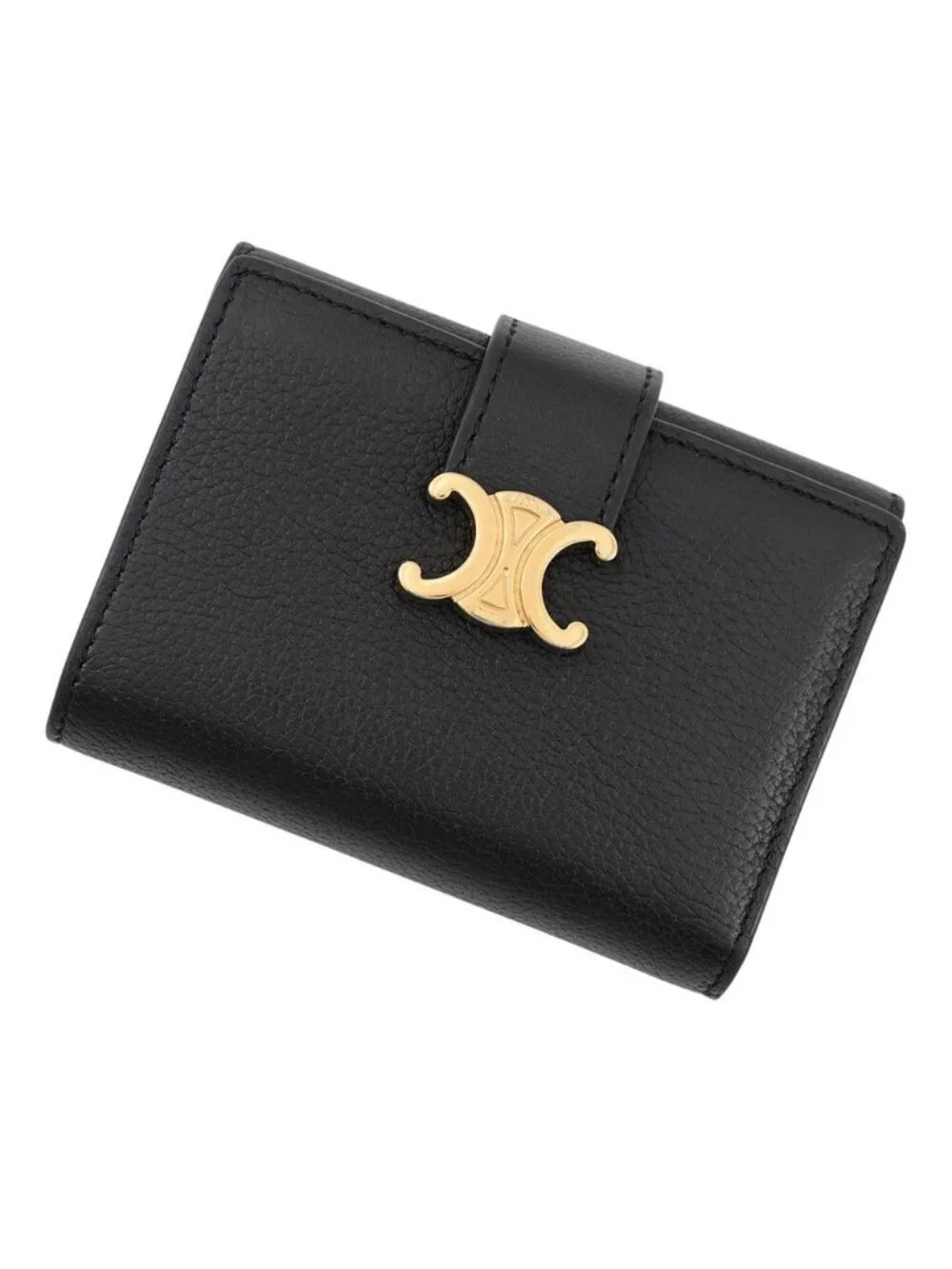 Celine Trifold Wallet Fine Strap Nino Leather Black